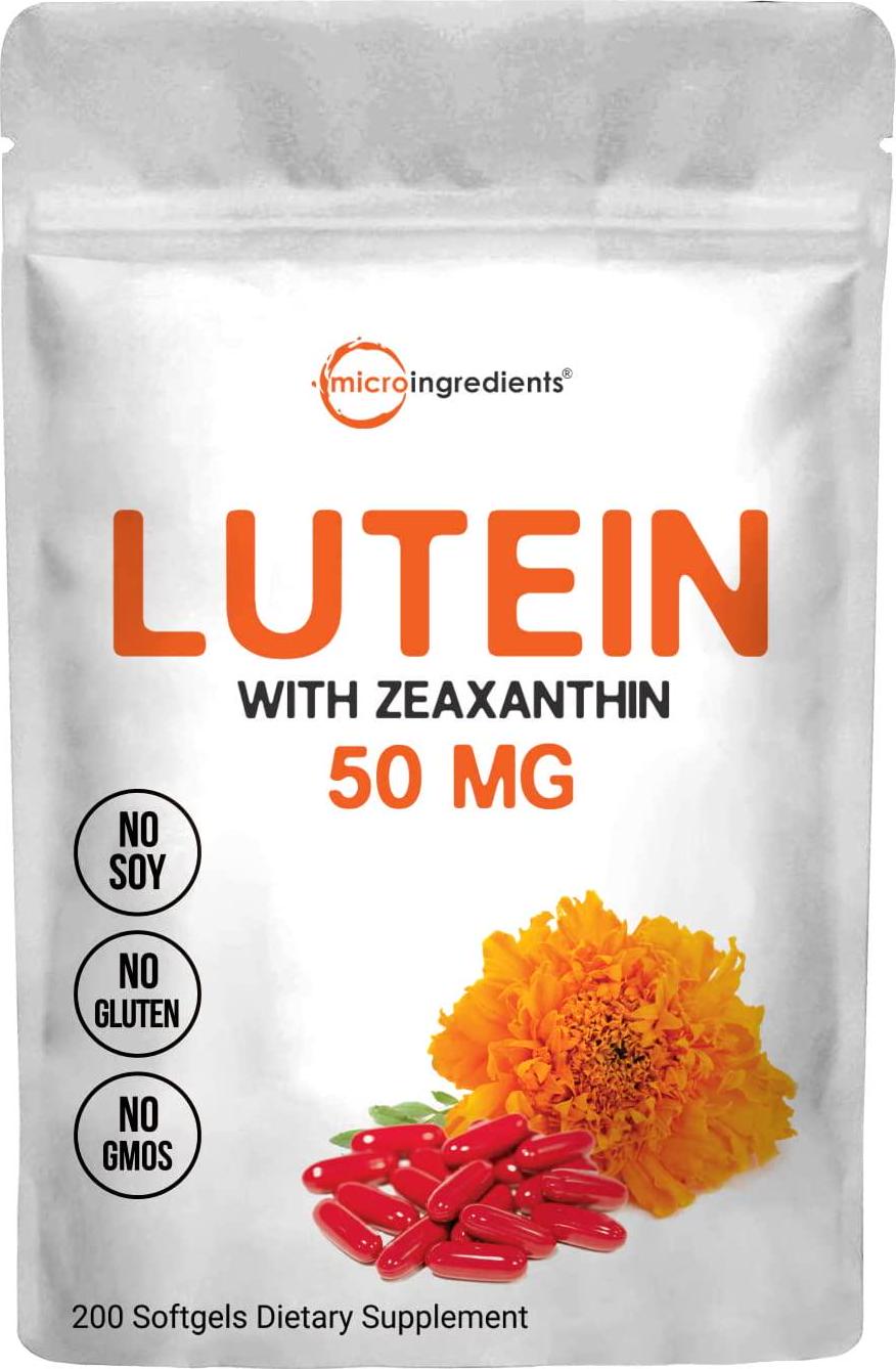 Lutein with Zeaxanthin 50mg, 240 Liquid Soft-gels, Supports Eye Health, Non-GMO and Made in USA