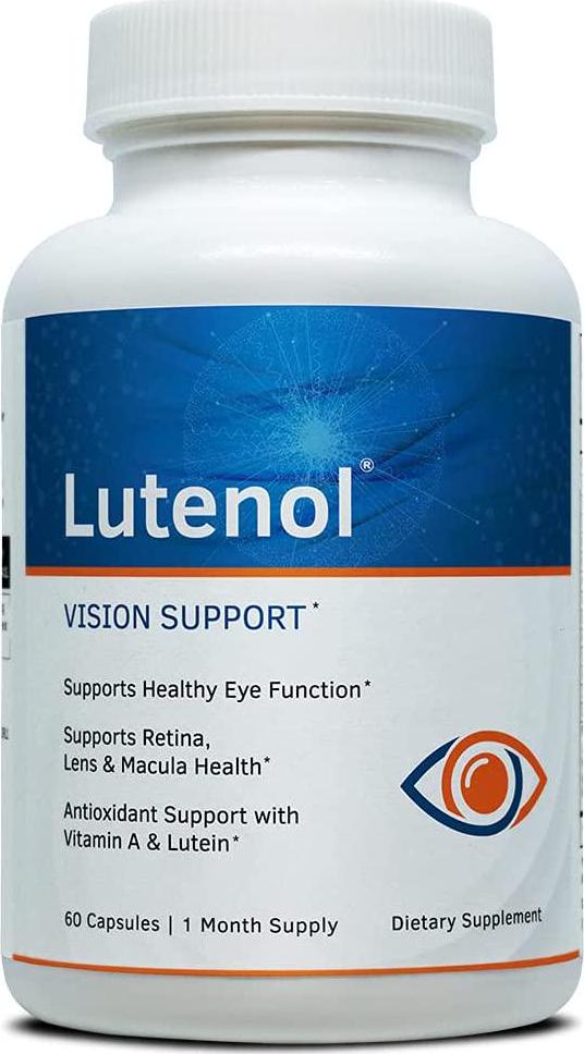 Lutenol | Natural Vision and Macular Support Formula Containing Lutein, Zeaxanthin, Zinc, Vitamins and More. Eye Health Supplement. 60 Capsules.