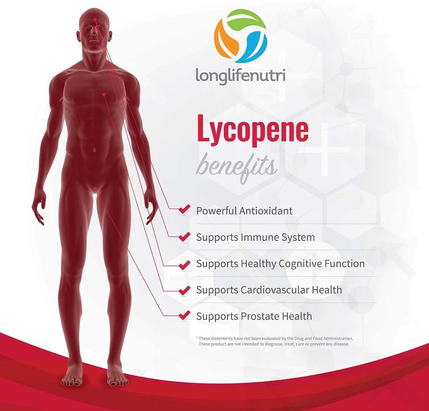 Lycopene 50mg 180 Vegetarian Capsules | Supplement for Prostate and Heart Health | Antioxidant Natural Tomato Extract Non-GMO | Supports Immune System and Helps Reduce Free Radical Damage - Pure Powder