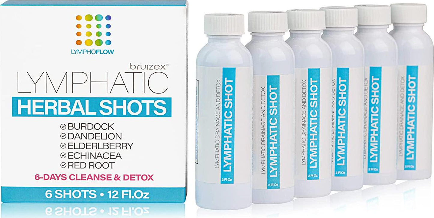 Lymphatic Drainage Shots: daily drink supplement for full body lymphatic cleanse and detox I Support for lymphedema, legs lipedema, liposuction, BBL, surgery, massager, manual drainage I 6 pack, 12 Oz