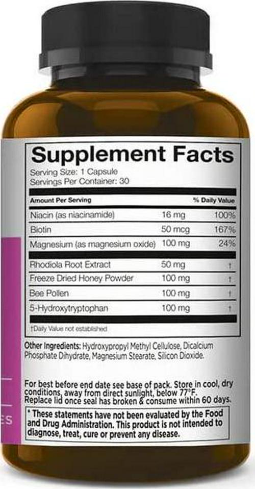 MANUKA DOCTOR - Manuka Plus Relax Dietary Supplement, Magnesium, Niacin and Manuka Honey for Tiredness and Fatigue Support, 30 Capsules