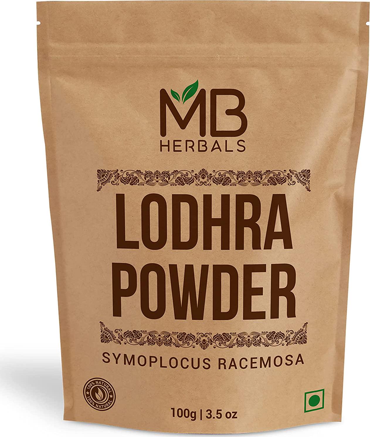 MB Herbals Lodhra Powder 100 Gram (3.5 oz) | Symplocus racemosa Powder | Skin Care Supplement