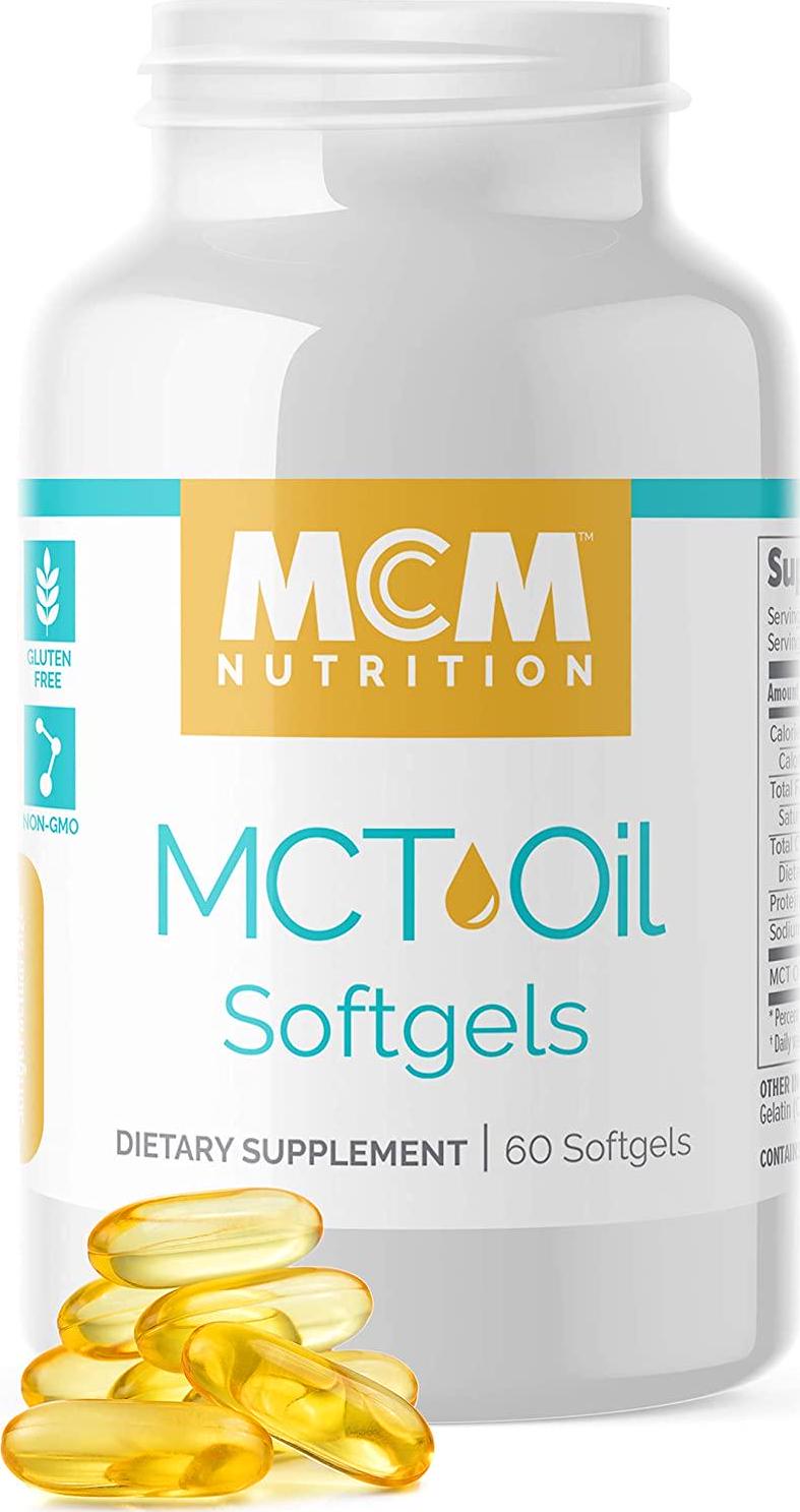 MCM Nutrition Mct Oil Pills - Boosts Energy and Decreases Brain Fog - C8 and C10 Mct Oil Softgel (2000Mg) Vegan and Fast Absorbing Coconut Oil Pills - Increases Ketones For Keto Diet (30 Servings) By
