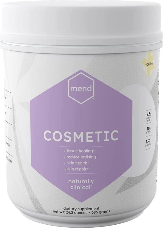 MEND Cosmetic - Skin Healing Supplement Powder with Arnica, Whey Protein, Collagen, and Bromelain - Vanilla, 20 Servings