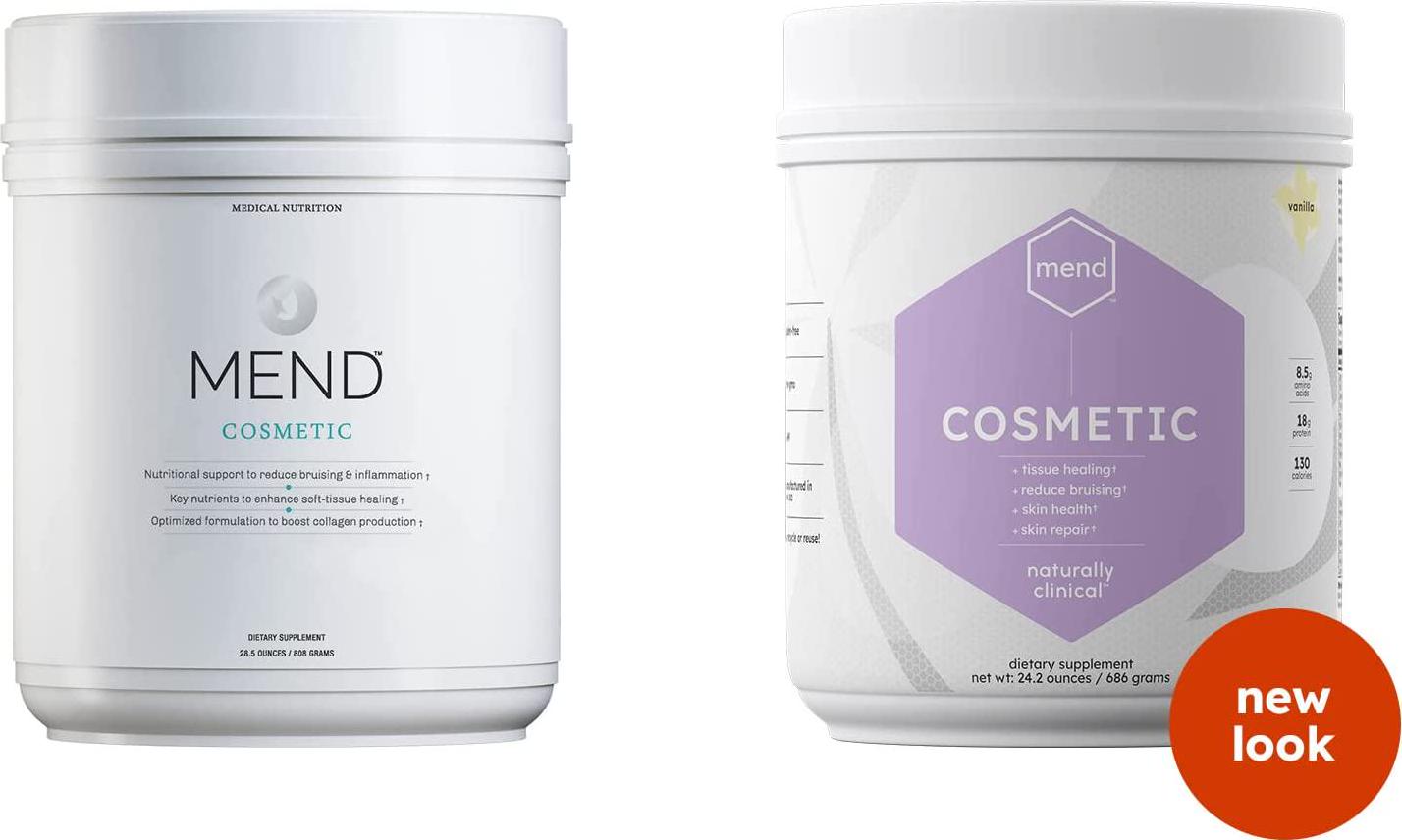 MEND Cosmetic - Skin Healing Supplement Powder with Arnica, Whey Protein, Collagen, and Bromelain - Vanilla, 20 Servings