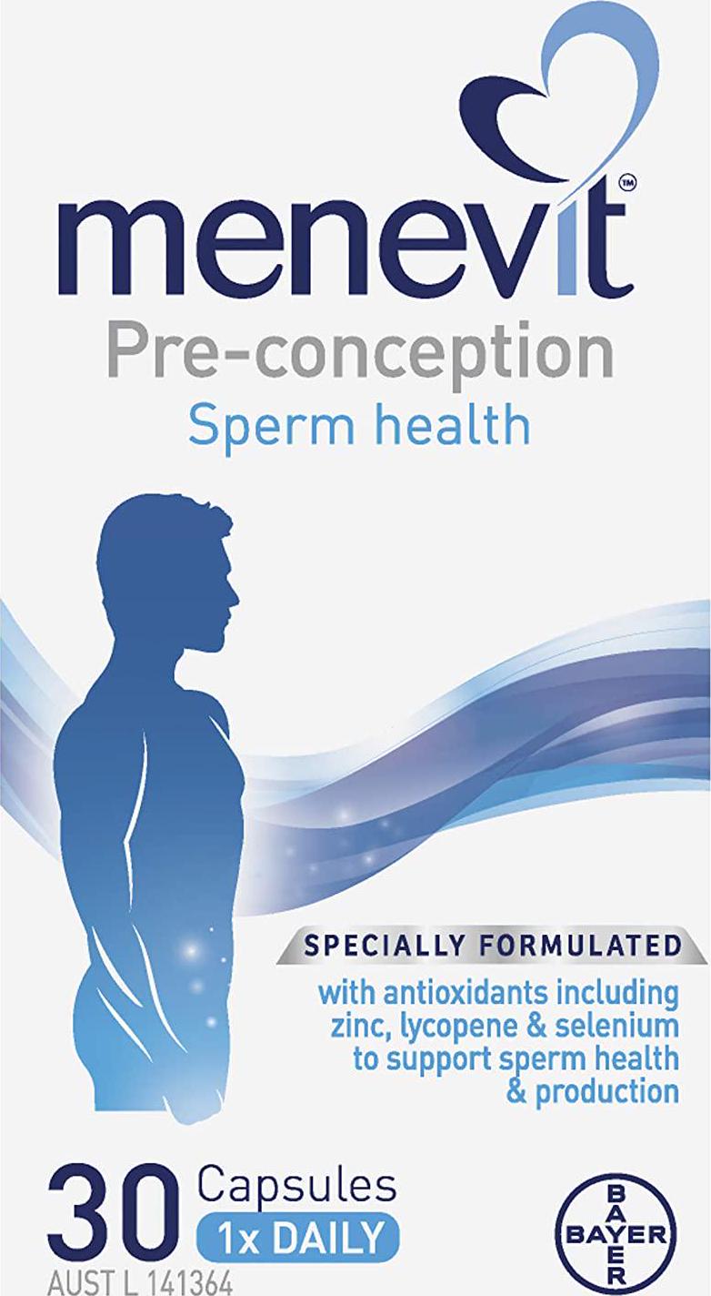 MENEVIT Male Fertility Supplement Capsulesx, White and Blue, Gray, 30 Count