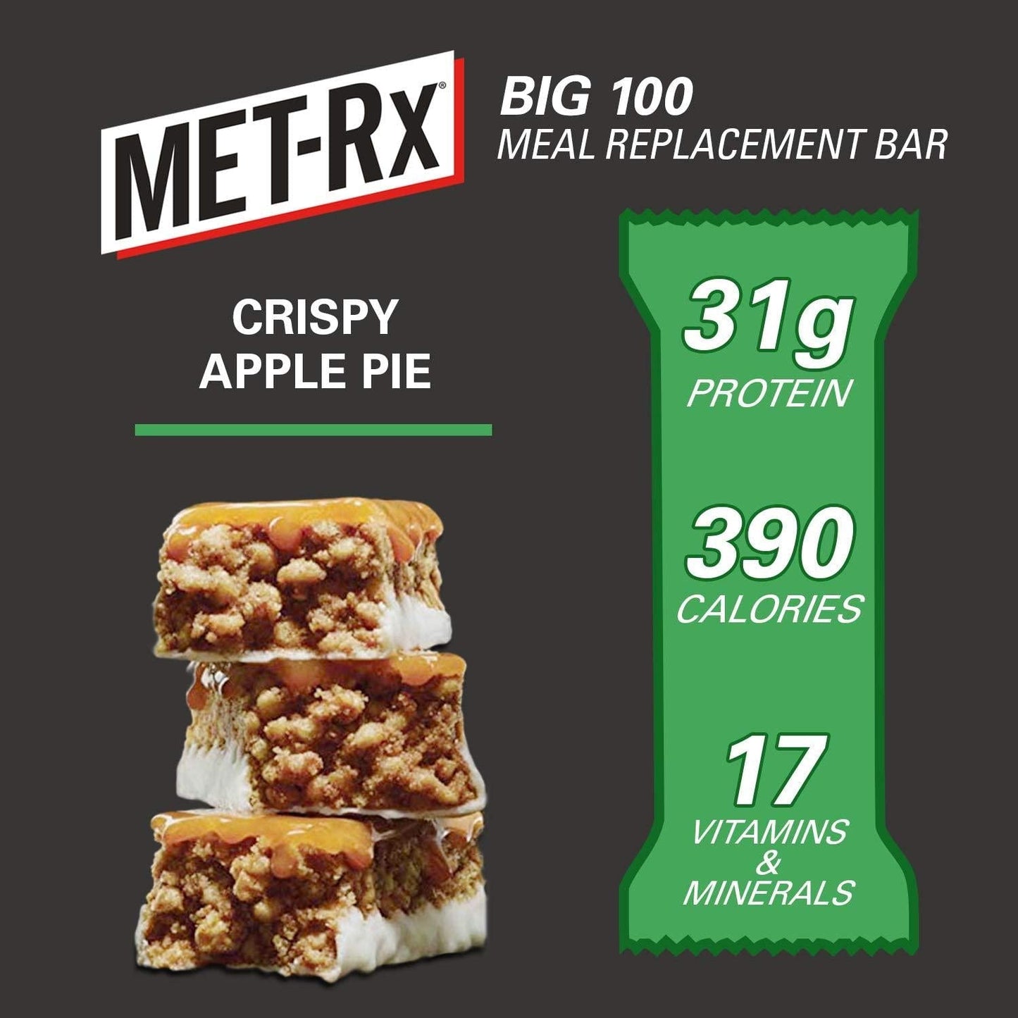 MET-Rx Big 100 Colossal Crispy Apple Pie, 4 count Value Pack