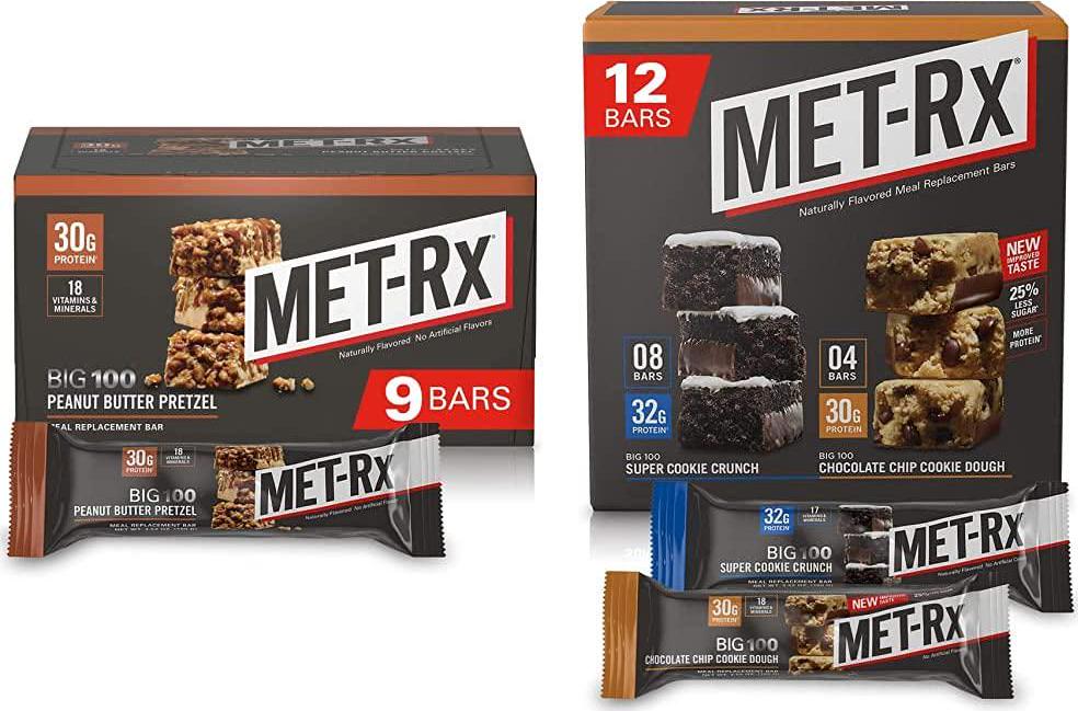 MET-Rx Big 100 Colossal Protein Bars, Great as Healthy Meal Replacement, Snack, and Help Support Energy and MET-Rx Big 100 Colossal Protein Bars, Healthy Meal Replacement Snack, 3.5oz bars (12 Count)