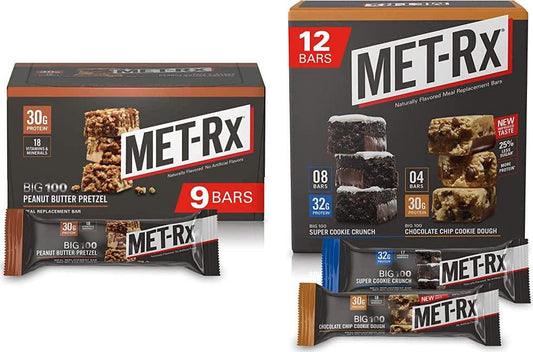MET-Rx Big 100 Colossal Protein Bars, Great as Healthy Meal Replacement, Snack, and Help Support Energy and MET-Rx Big 100 Colossal Protein Bars, Healthy Meal Replacement Snack, 3.5oz bars (12 Count)