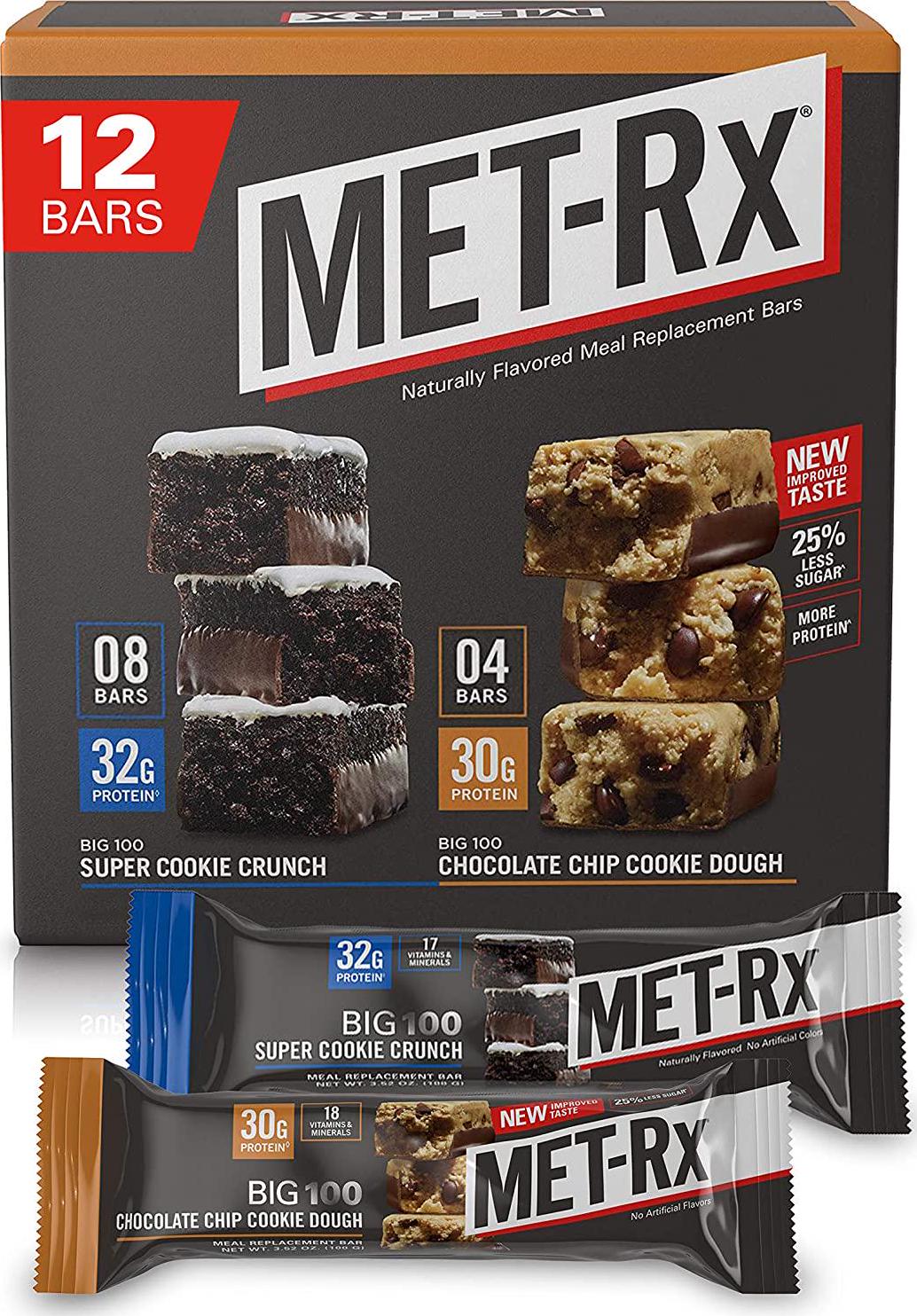 MET-Rx Big 100 Colossal Protein Bars, Great as Healthy Meal Replacement, Snack, and Help Support Energy and MET-Rx Big 100 Colossal Protein Bars, Healthy Meal Replacement Snack, 3.5oz bars (12 Count)
