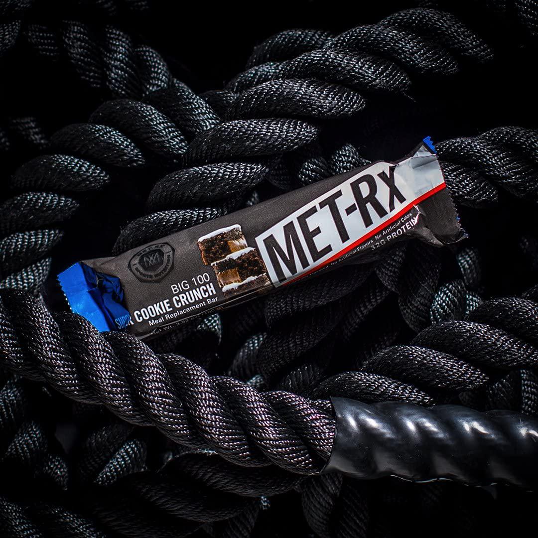 MET-Rx Big 100 Protein Bar, Meal Replacement Bar, 32G Protein, Super Cookie Crunch, 9 Count, 3.52 Oz.