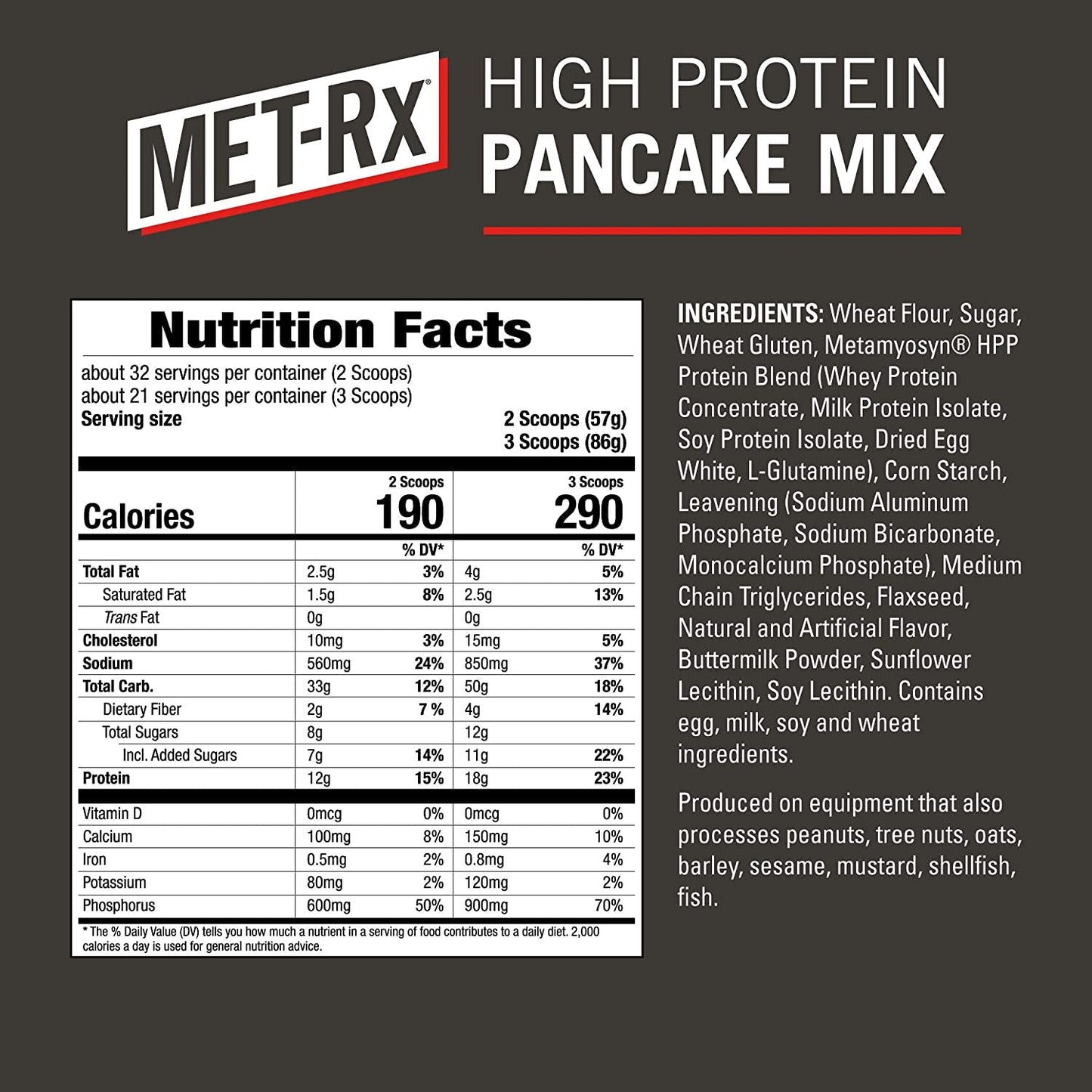 MET-Rx High Protein Pancake Mix, Original Buttermilk, 4 lb