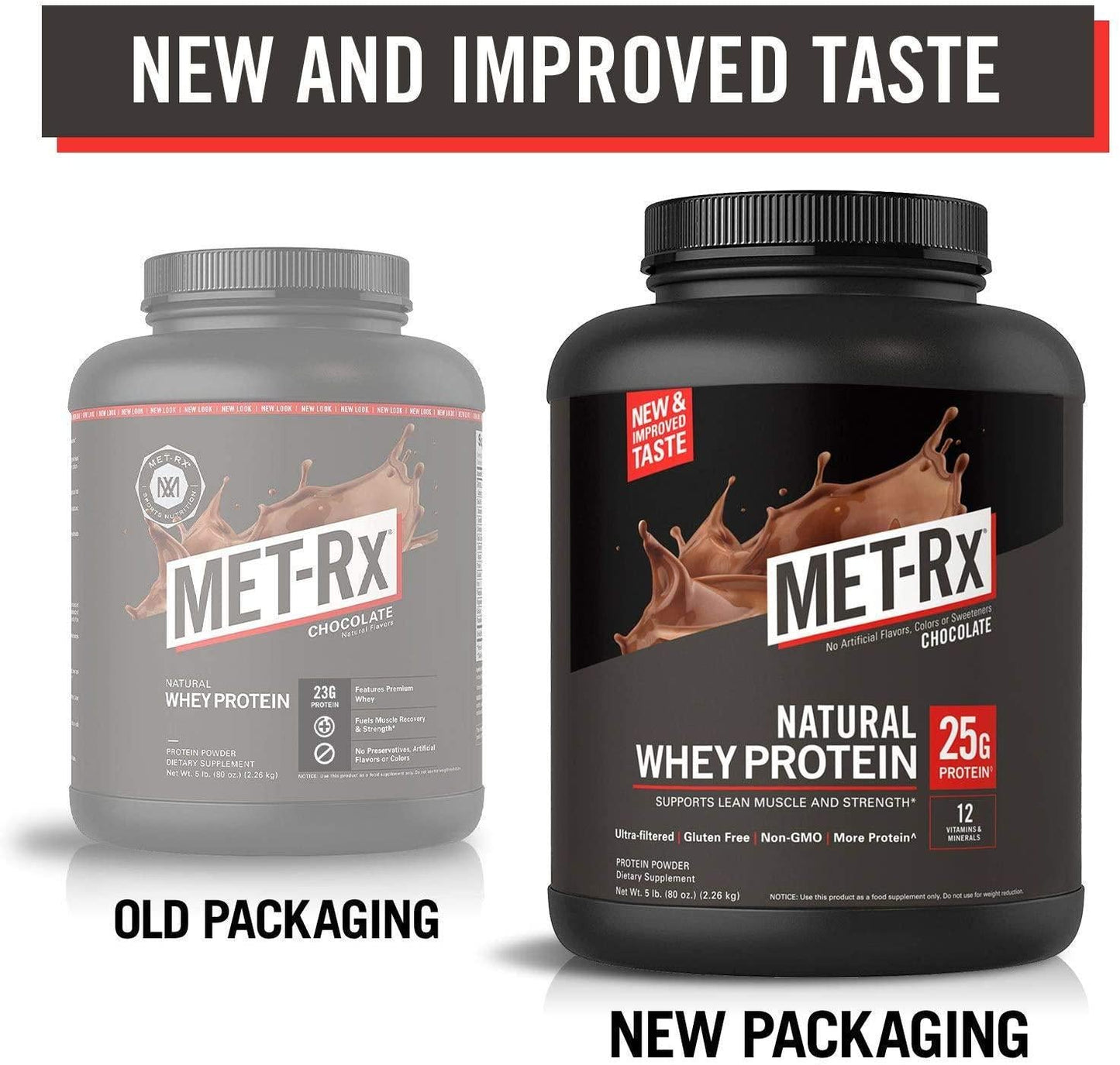 MET-Rx Natural Whey Protein Powder, Chocolate Protein Powder, 5 Lb