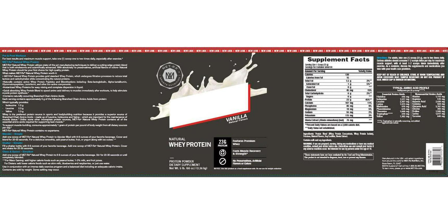 MET-Rx Natural Whey Vanilla, 5 pound