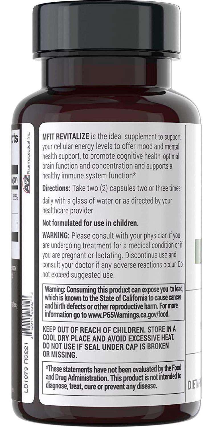MFIT Revitalize - 1000mg Acetyl-L-Carnitine for Cell Energy Boost, Memory, Focus and Mood Support - 30 Capsules