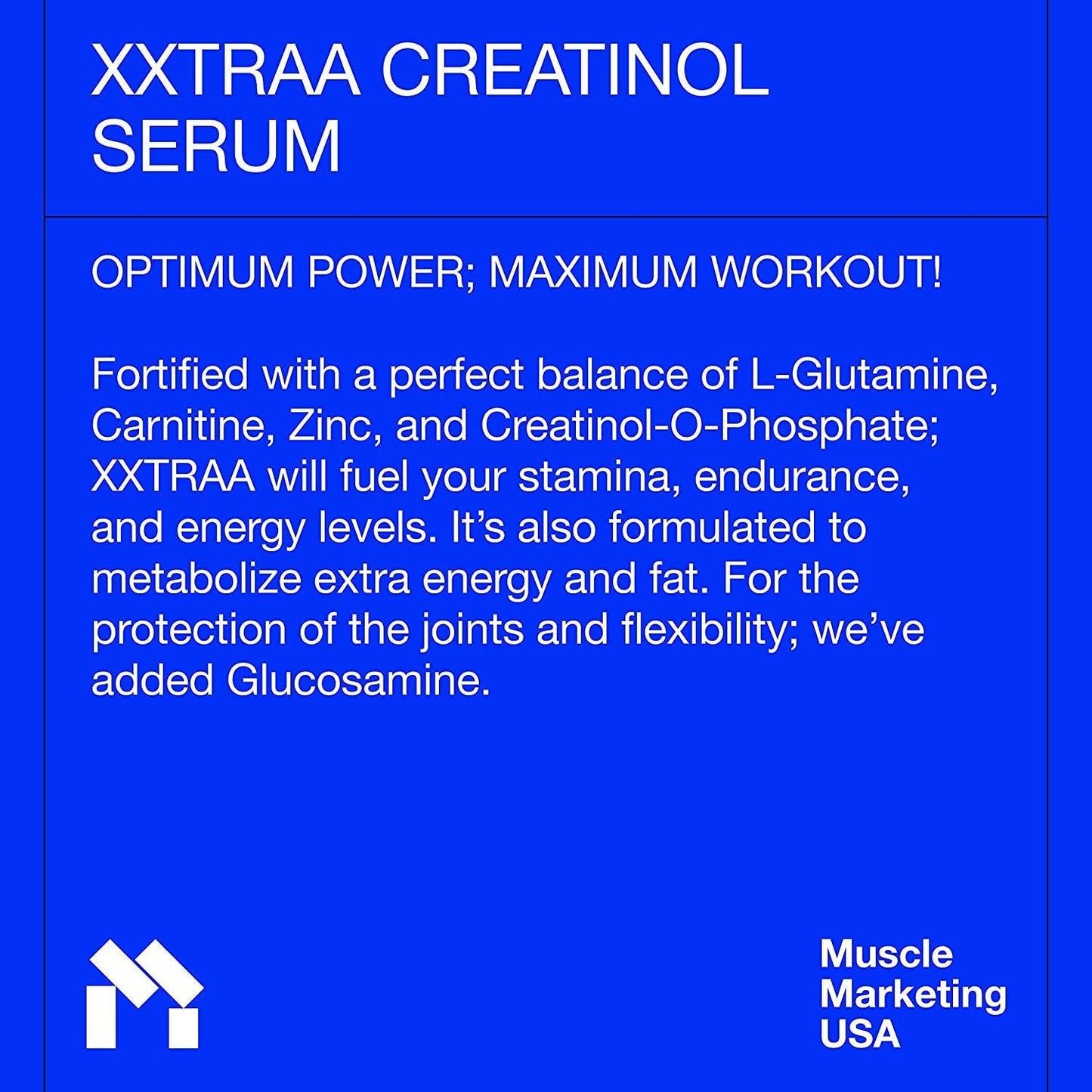 MMUSA XXTRAA Muscle Builder Creatine Serum- Fast Surging Power for Bodybuilders. 100% Absorption, Boosts ATP Levels Fast. Fuels Muscle Growth Before and After Workouts. No Water Weight Gain or Loading.