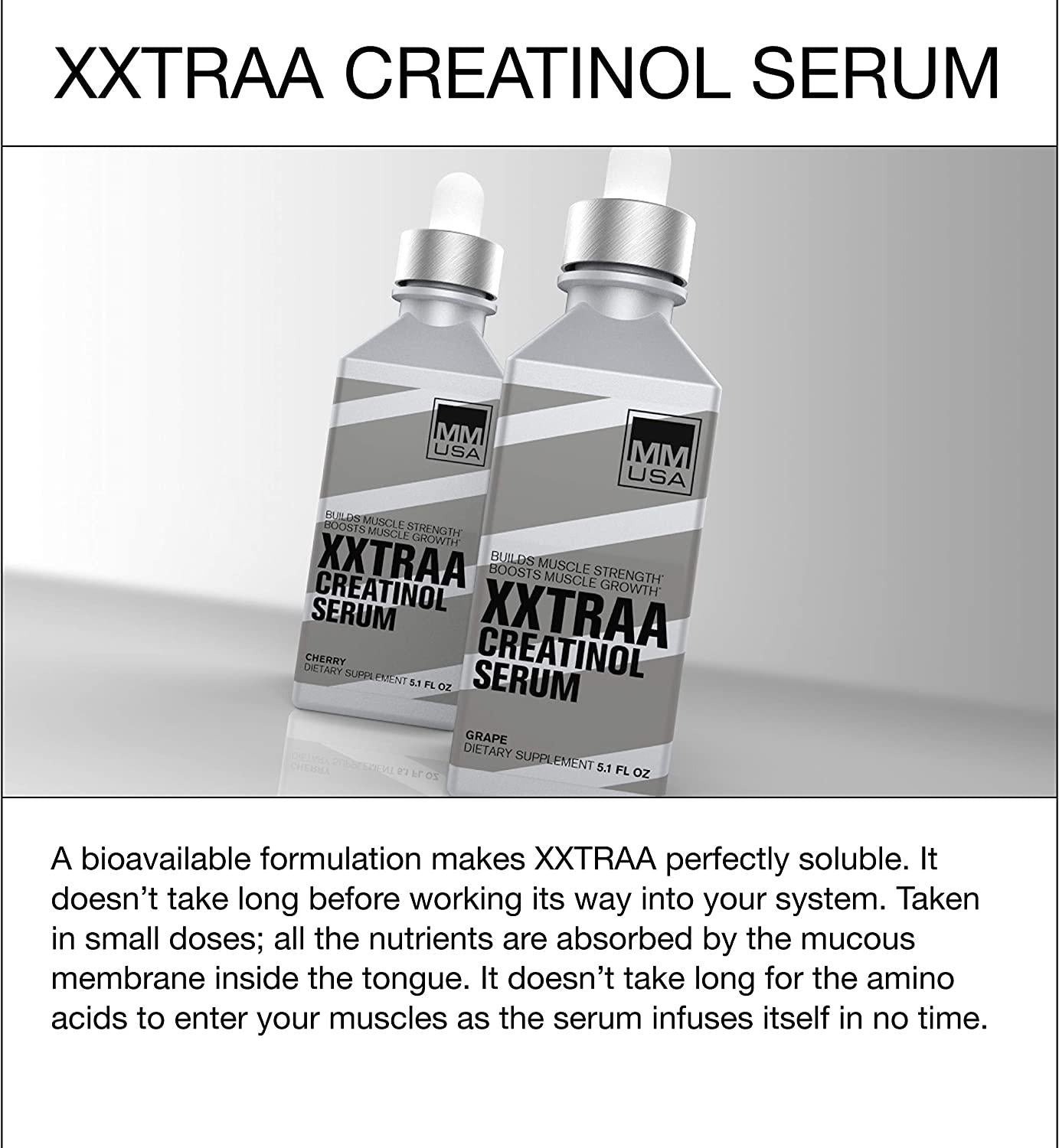 MMUSA XXTRAA Muscle Builder Creatine Serum- Fast Surging Power for Bodybuilders. 100% Absorption, Boosts ATP Levels Fast. Fuels Muscle Growth Before and After Workouts. No Water Weight Gain or Loading.