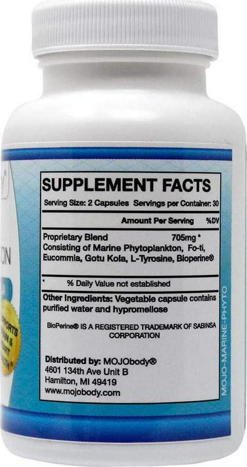 MOJObody Marine Phytoplankton, Supports Brain and Heart Health, 60 Capsules, Powerful Super Foods, Nutrient Dense