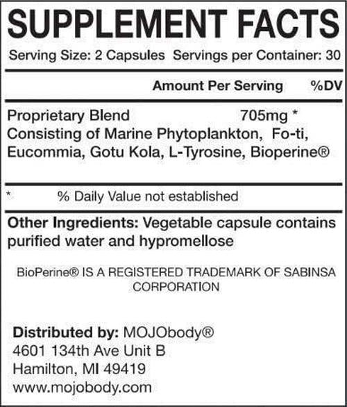 MOJObody Marine Phytoplankton, Supports Brain and Heart Health, 60 Capsules, Powerful Super Foods, Nutrient Dense
