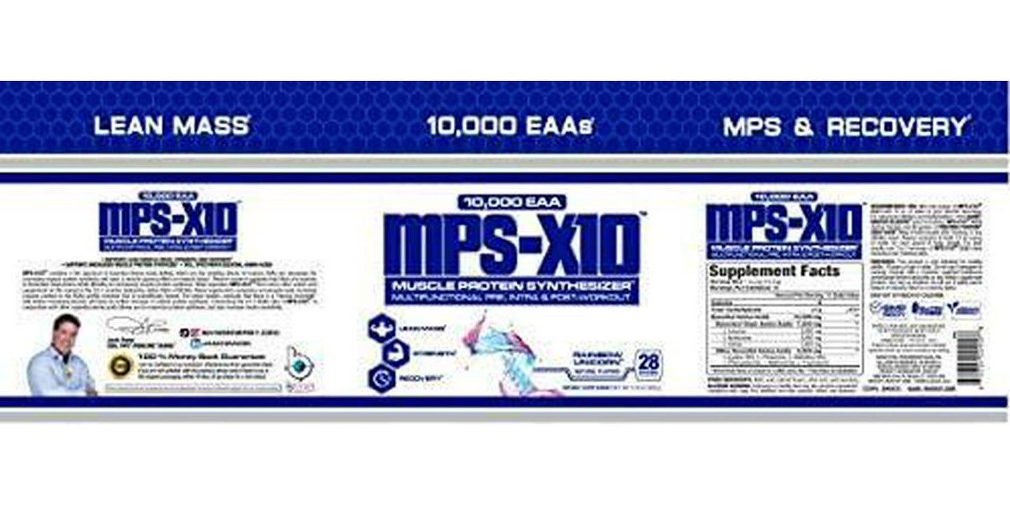 MPS-X10 Pre, Intra, Post Workout Muscle Protein Synthesizer 10,000 EAA Rainbow Unicorn Flavor, 28 Servings