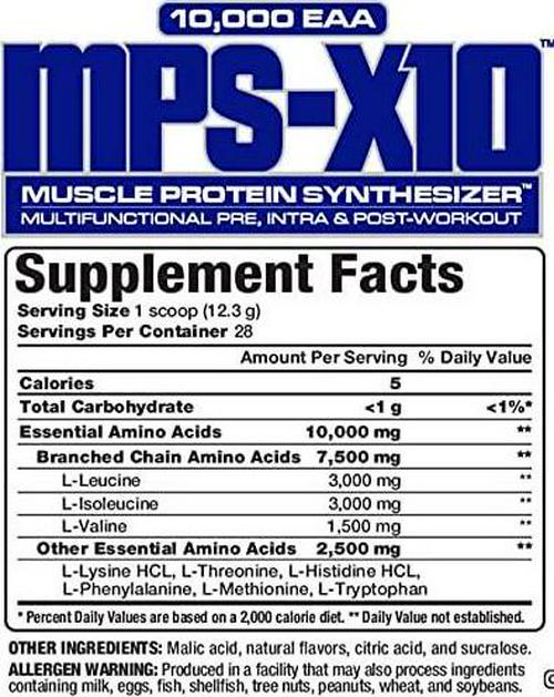 MPS-X10 Pre, Intra, Post Workout Muscle Protein Synthesizer 10,000 EAA Star Blast Flavor, 28 Servings