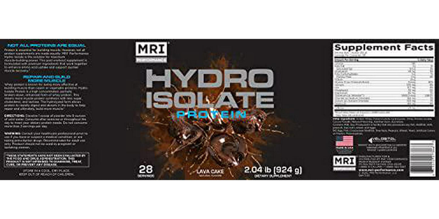 MRI Performance Hydro Isolate Protein,100% Hydrolyzed Whey Powder, Best and Purest Protein Supplement for Building Lean Muscle Mass with VELOSITOL (Lava Cake)