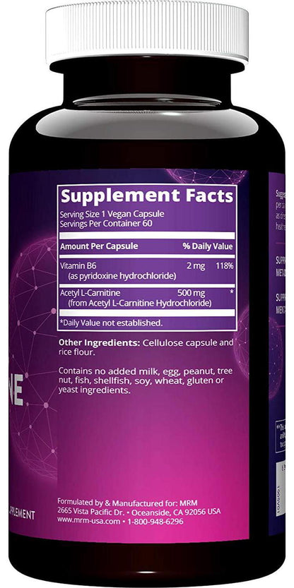 MRM - Acetyl L-Carnitine - 500mg Per Capsule 60 Vcaps