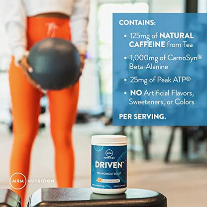 MRM Nutrition Driven Pre-Workout Powder | Mixed Berry Flavored | 125mg Caffeine | Pure Ingredients| Muscle + Hydration + Energy Blends | Performance Energy | Vegan + Gluten-Free | 29 Servings