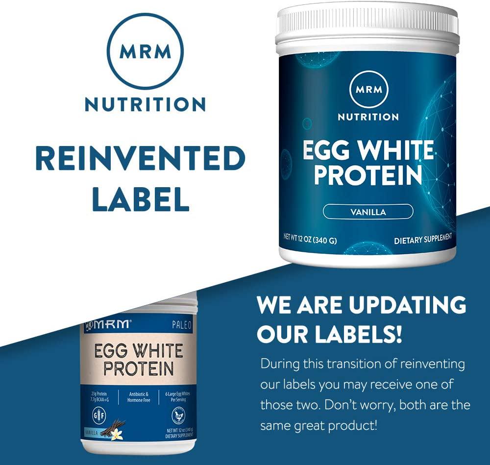 MRM Nutrition Egg White Protein | Vanilla Flavored | 23g Fat-Free Protein | with Digestive enzymes | Highest Biological Value | Clinically Tested | 20 Servings