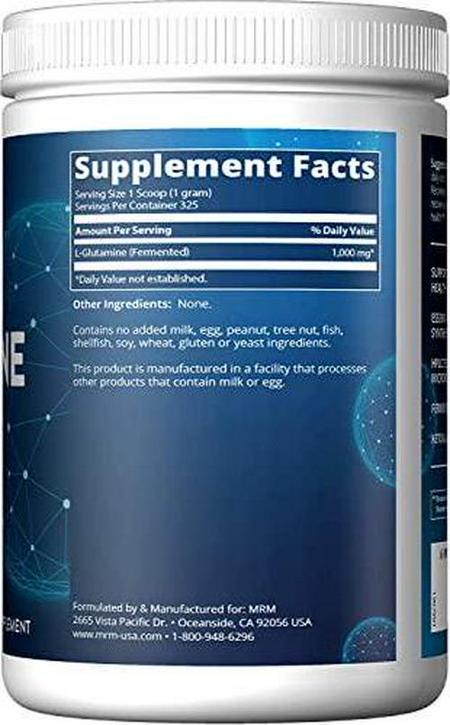 MRM Nutrition L-Glutamine | 5000mg | Recovery | Amino Acid | Muscle Support | Immune + Gut Health | Fermented | 65 Servings