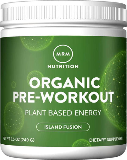 MRM Nutrition Organic Pre-Workout Powder | Island Fusion Flavored | Superfoods + 150mg Natural Caffeine + adaptogens | Clean Energy + Focus| Healthy Blood Flow | Vegan + Non-GMO | 20 Servings