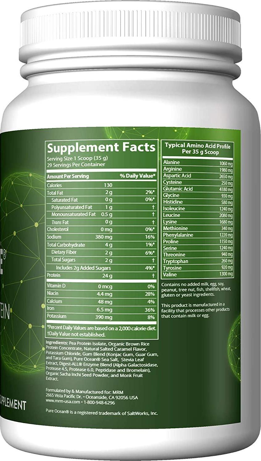 MRM Nutrition Veggie Elite Performance Protein | Salted Caramel Flavored| Plant-Based Protein| Easy to Digest | with BCAAs| Vegan + Gluten-Free | Clinically Tested| Digestive enzymes | 30 Servings