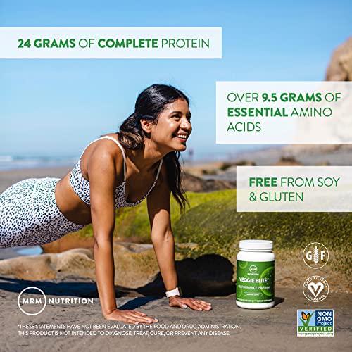 MRM Nutrition Veggie Elite Performance Protein | Salted Caramel Flavored| Plant-Based Protein| Easy to Digest | with BCAAs| Vegan + Gluten-Free | Clinically Tested| Digestive enzymes | 30 Servings