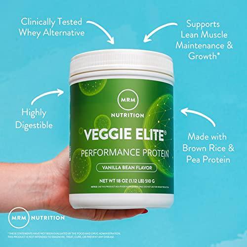 MRM Nutrition Veggie Elite Performance Protein | Chocolate Mocha Flavored| Plant-Based Protein| Easy to Digest | with BCAAs| Vegan + Gluten-Free | Clinically Tested| Digestive enzymes | 30 Servings