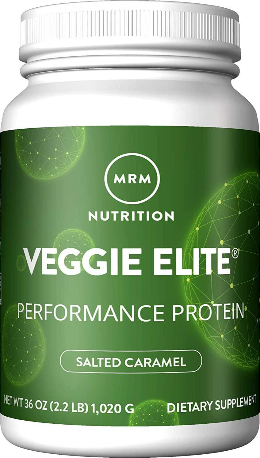 MRM Nutrition Veggie Elite Performance Protein | Salted Caramel Flavored| Plant-Based Protein| Easy to Digest | with BCAAs| Vegan + Gluten-Free | Clinically Tested| Digestive enzymes | 30 Servings