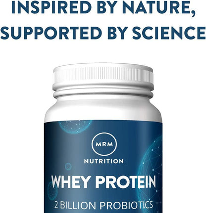 MRM Nutrition Whey Protein | Chocolate Flavored |18g Protein | with 2 Billion probiotics + Digestive enzymes + BCAAs | High Absorption + Digestion | Hormone + antibiotic Free | 33 Servings