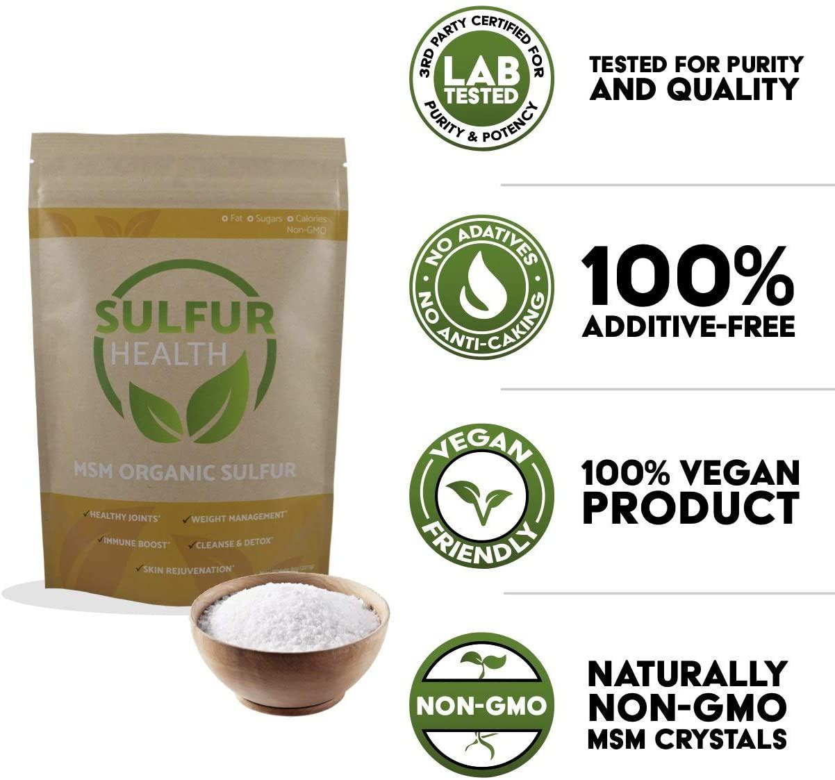 MSM Organic Sulfur - 99.9% Pure MSM Supplement - Lab-Tested and Certified **Same Day Priority Shipping** (1 Pound)