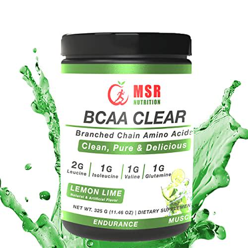 MSR BCAA Clear , Premium Blend of Bcaa with Glutamine ( Glutamina ) for Strength , Stamina , Endurance and Fast Recovery (recuperacion ) ,Sugar Free ( sin azucar ) ,Delicious Lemon Lime 50 Serving