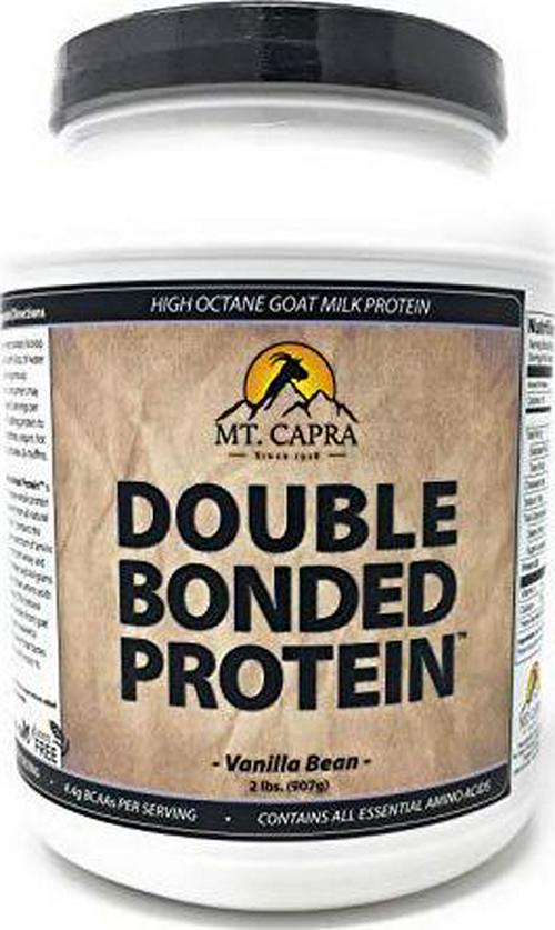 MT. CAPRA SINCE 1928 Double Bonded Protein | Whole Goat Milk Protein with Natural Blend of Casein and Whey from Grass-fed Pastured Goats, Vanilla Bean Flavor - 2 Pounds