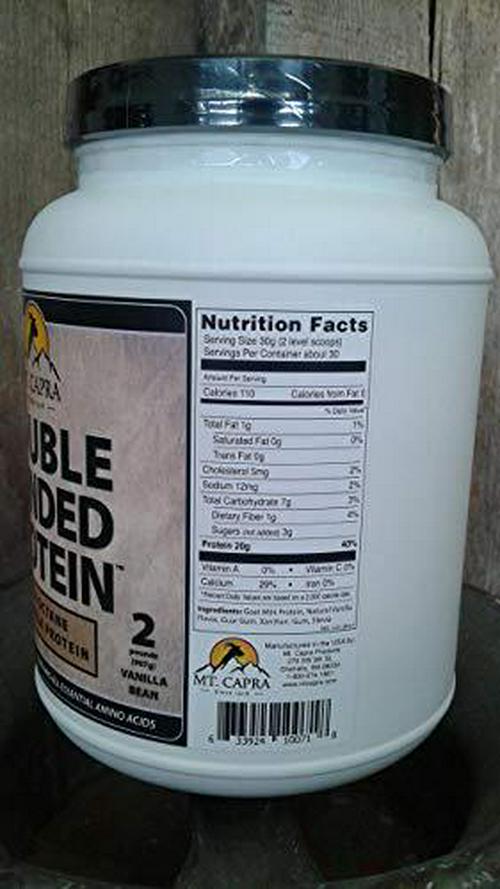 MT. CAPRA SINCE 1928 Double Bonded Protein | Whole Goat Milk Protein with Natural Blend of Casein and Whey from Grass-fed Pastured Goats, Vanilla Bean Flavor - 2 Pounds