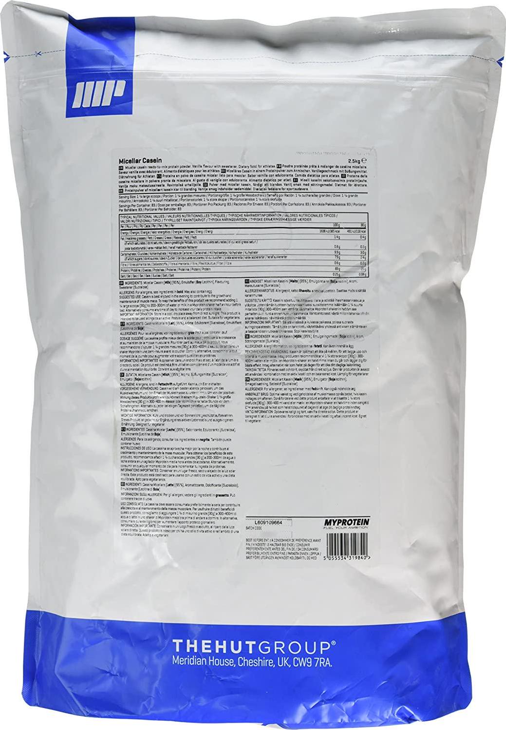 MY PROTEIN Micellar Casein Milk Protein Supplement, 2.5 kg, Vanilla