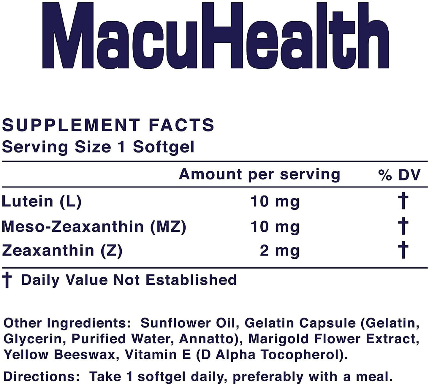 MacuHealth Eye Vitamins Supplement for Adults (90 Softgels, 3 Month Supply) Eye Formula with Lutein, Zeaxanthin, And Meso-Zeaxanthin | Protect Against Macular Degeneration