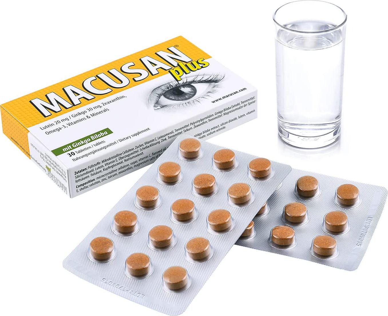 Macusan Plus Supplements for Eyes | Tablets for Age-Related Macular Health | Rapidly Increase Lacrimal Level of Macula with Ginkgo Biloba and Lutein | Suitable for Start of AMD | Lutein Eye Complex | Eye Supplements for AMD