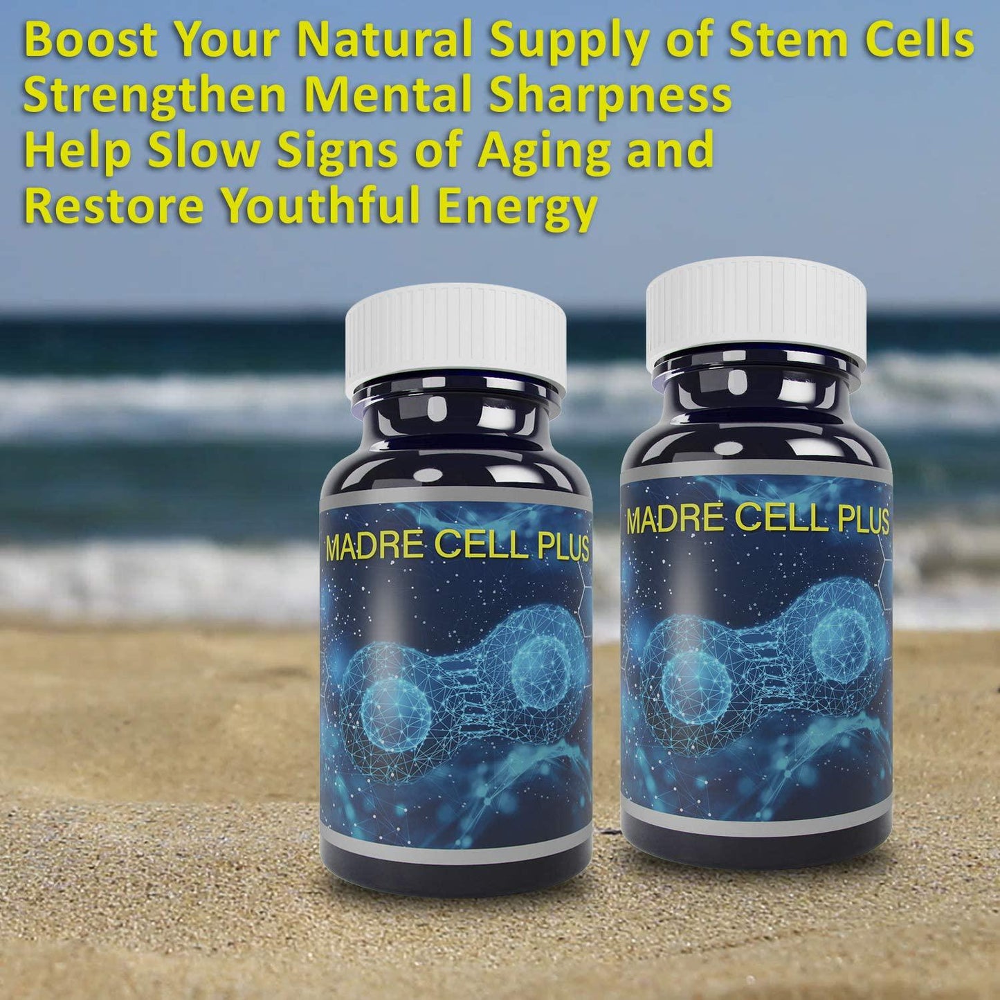 Madre Cell Plus - Stem Cell Supplement - Purest AFA for Adult Stem Cells Renewal, Gluten Free, Stem Cell Enhancer - 60 Capsules