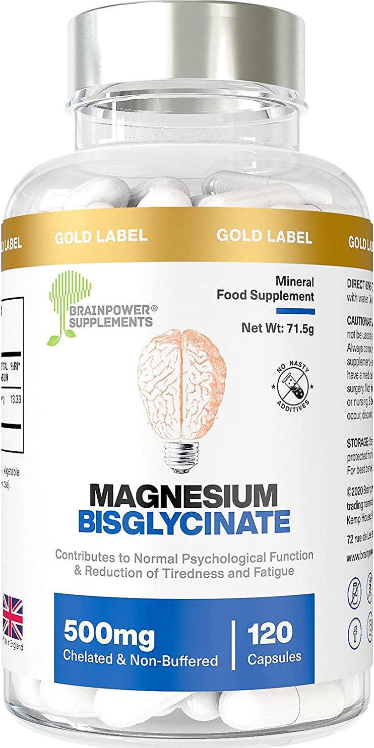 Magnesium Bisglycinate | 1000mg Dose / 500mg Capsules | 120 Capsules / 60 Servings (2 Months) | Highest Bioavailability | No Magnesium Stearate or Fillers | Chelated and Non-Buffered