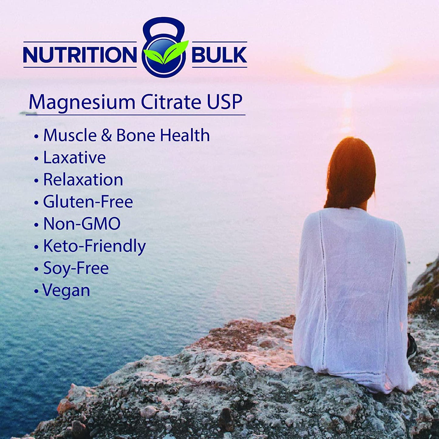 Magnesium Citrate Powder USP - Nutrition Bulk, Non-GMO, Gluten-Free, Vegan (4 oz)