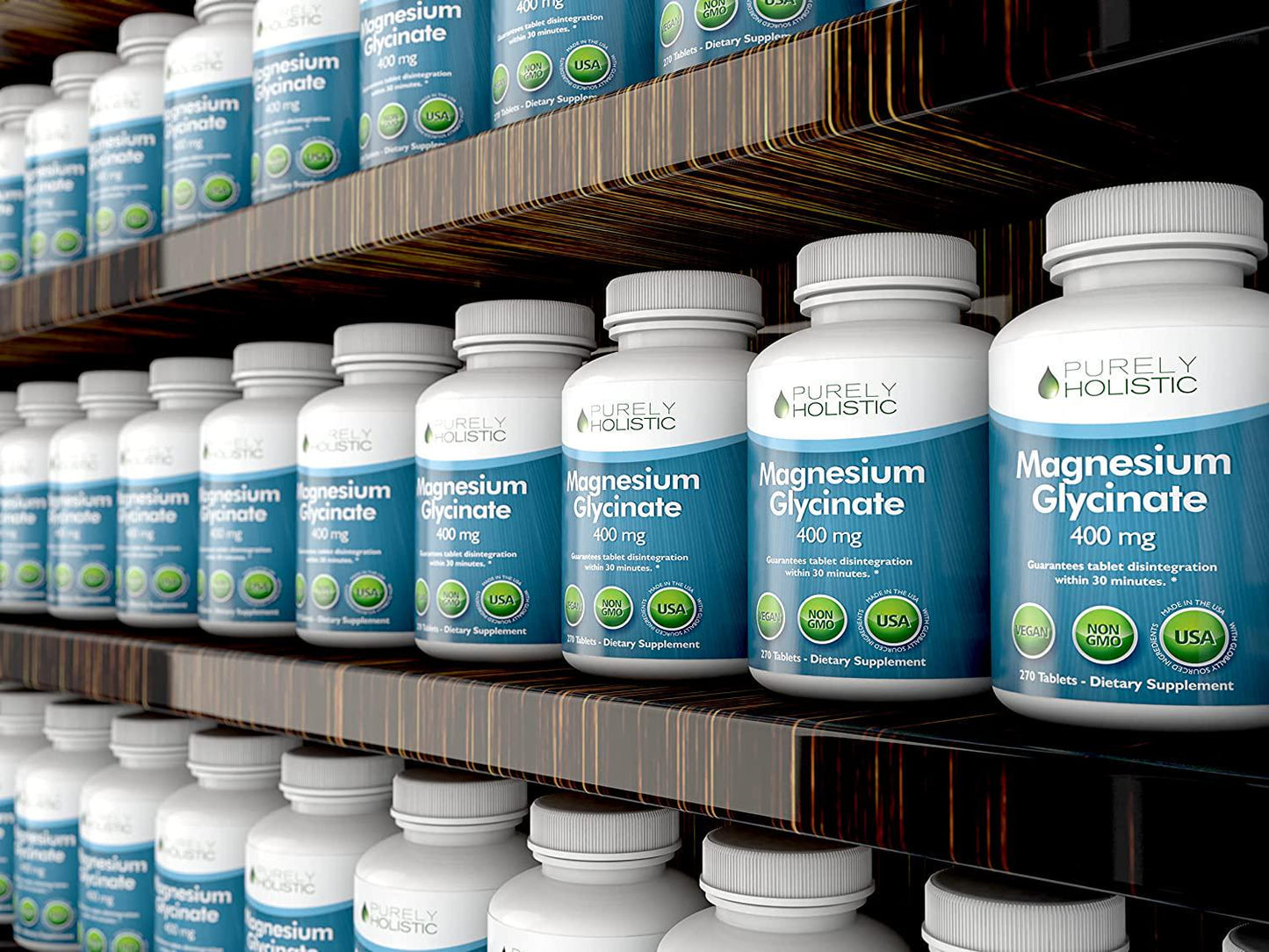 Magnesium Glycinate 400mg Tablets - 100% More 250 Magnesium Tablets (not Capsules), Highly Bioavailable, Chelated and Magnesium - Vegan and Vegetarian - Improved Sleep, Stress Relief and Cramp Defense