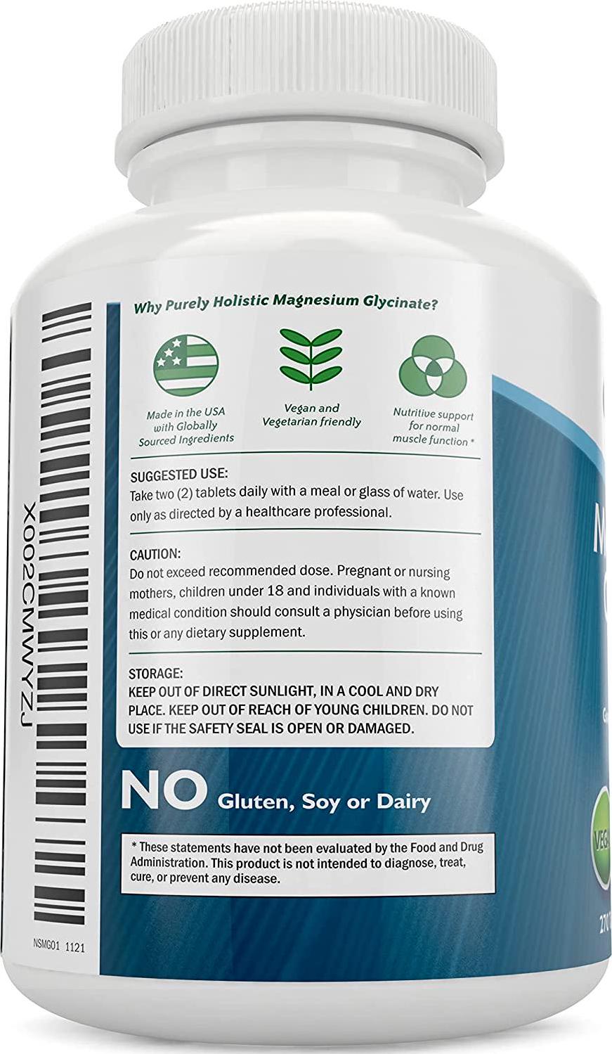 Magnesium Glycinate 400mg Tablets - 100% More 250 Magnesium Tablets (not Capsules), Highly Bioavailable, Chelated and Magnesium - Vegan and Vegetarian - Improved Sleep, Stress Relief and Cramp Defense