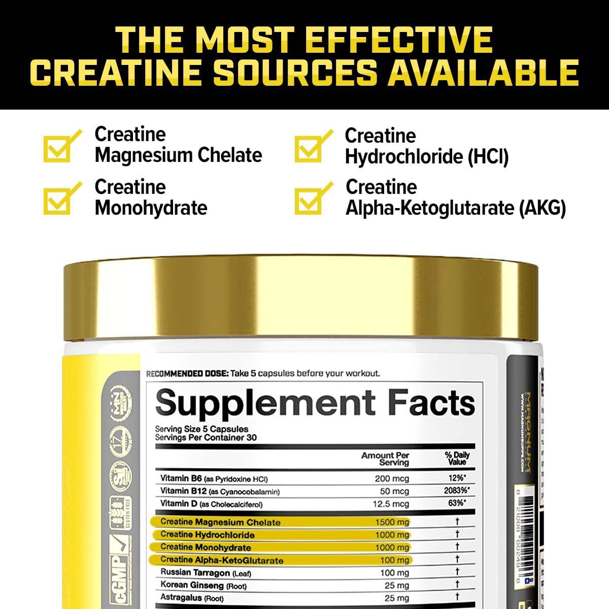 Magnum Nutraceuticals Hard Muscles Builder HMB 90 Capsules with Big C - Creatine Capsules - Creatine Monohydrate and Hydrocloride