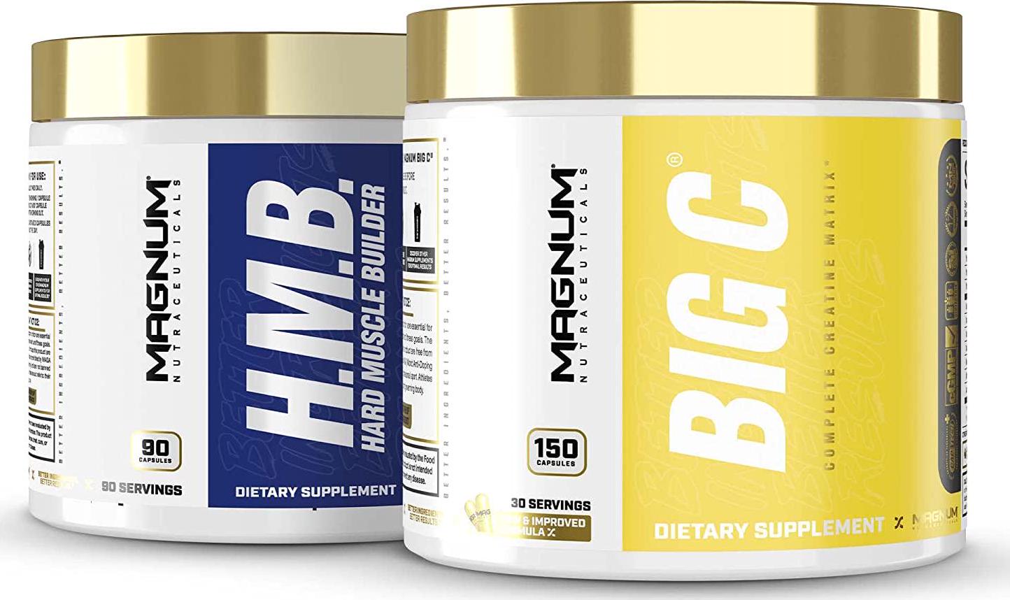 Magnum Nutraceuticals Hard Muscles Builder HMB 90 Capsules with Big C - Creatine Capsules - Creatine Monohydrate and Hydrocloride